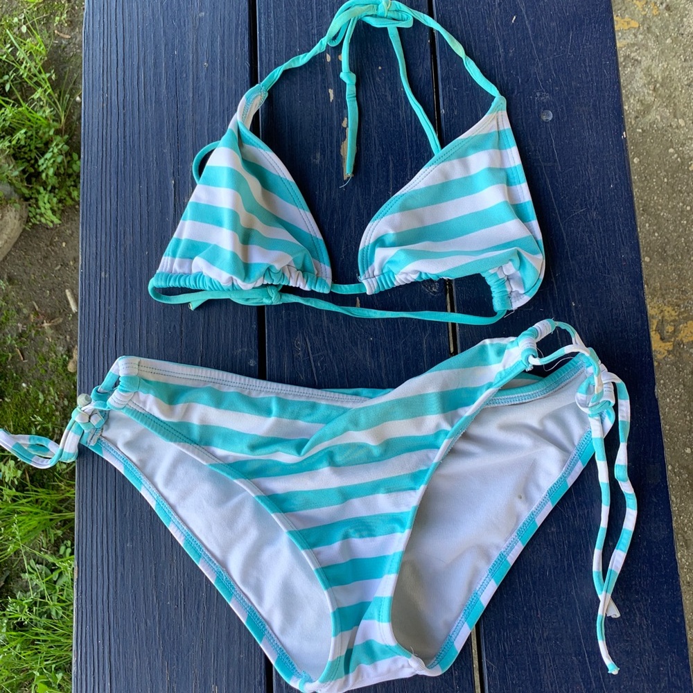 Baby Blue Striped Bikini